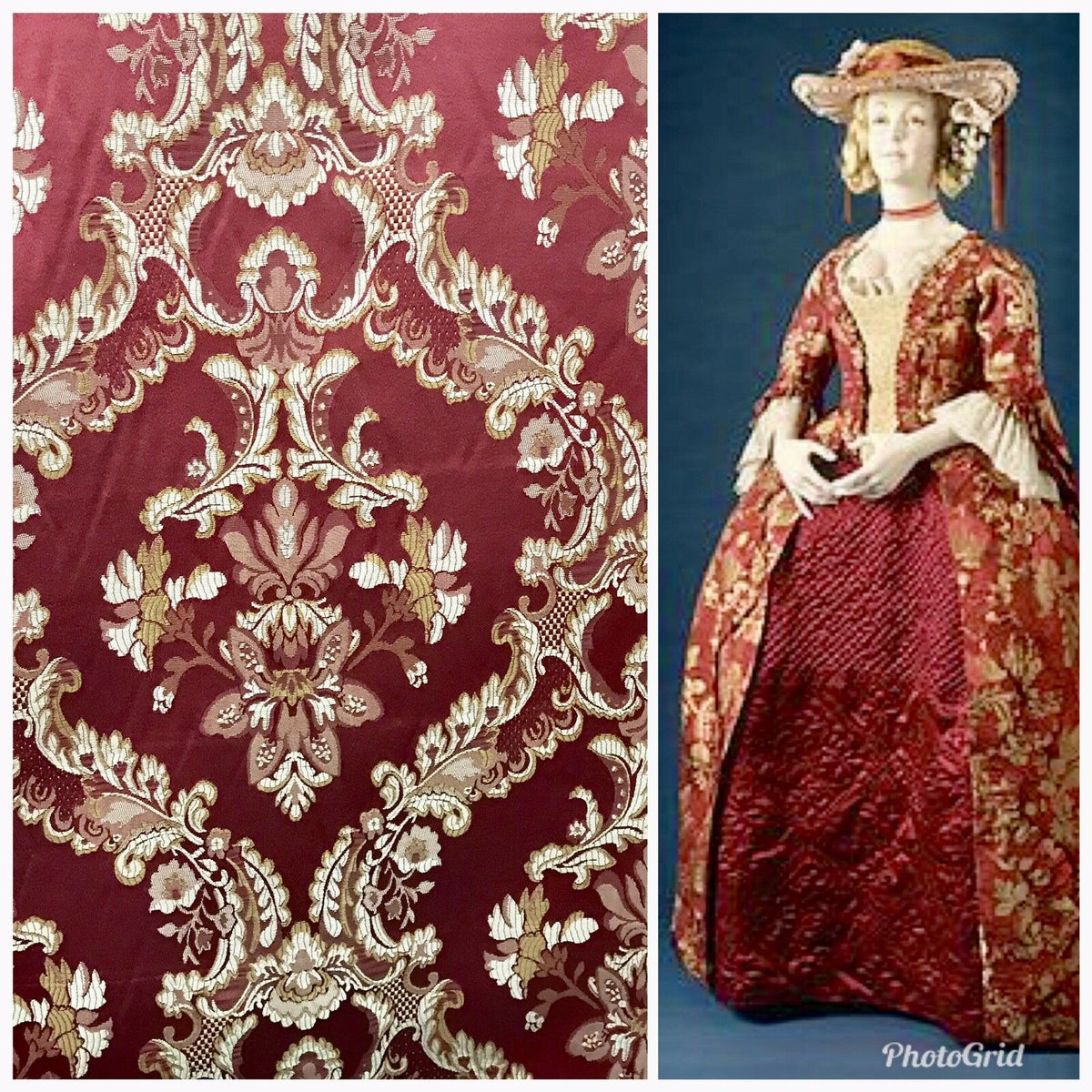 NEW SALE! Prince Lucas Designer Brocade Jacquard Fabric- Burgundy Floral- Upholstery Damask - Fancy Styles Fabric Pierre Frey Lee Jofa Brunschwig & Fils