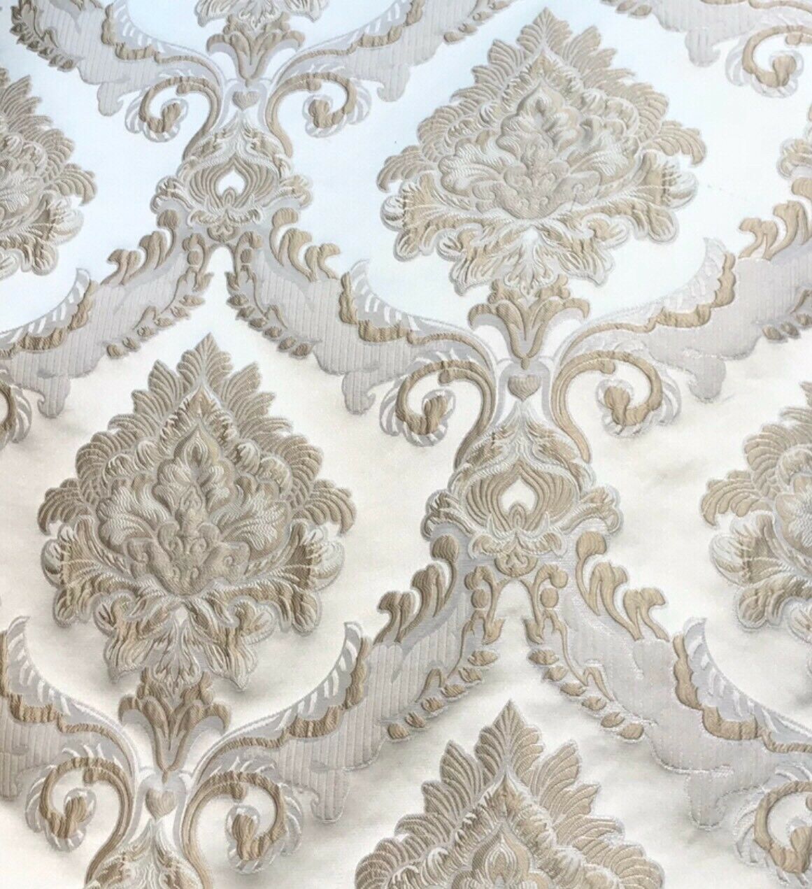 SALE! Prince Simon Designer Brocade Satin Fabric - Taupe Ivory Floral Upholstery Damask - Fancy Styles Fabric Pierre Frey Lee Jofa Brunschwig & Fils