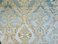 NEW! Prince Lucas Designer Brocade Jacquard Fabric- Antique Duck Egg Blue Gold- Damask - Fancy Styles Fabric Pierre Frey Lee Jofa Brunschwig & Fils