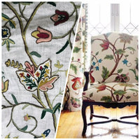 Novelty Floral Wool Yarn Embroidery Linen Inspired Fabric Upholstery Drapery - Fancy Styles Fabric Pierre Frey Lee Jofa Brunschwig & Fils
