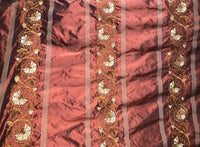 SALE! Designer 100% Silk Taffeta Embroidered Drapery Fabric - Rust Red Floral - Fancy Styles Fabric Boutique