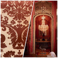 NEW! Designer Brocade Satin Fabric- Dark Rouge and Honey- Upholstery Damask - Fancy Styles Fabric Pierre Frey Lee Jofa Brunschwig & Fils