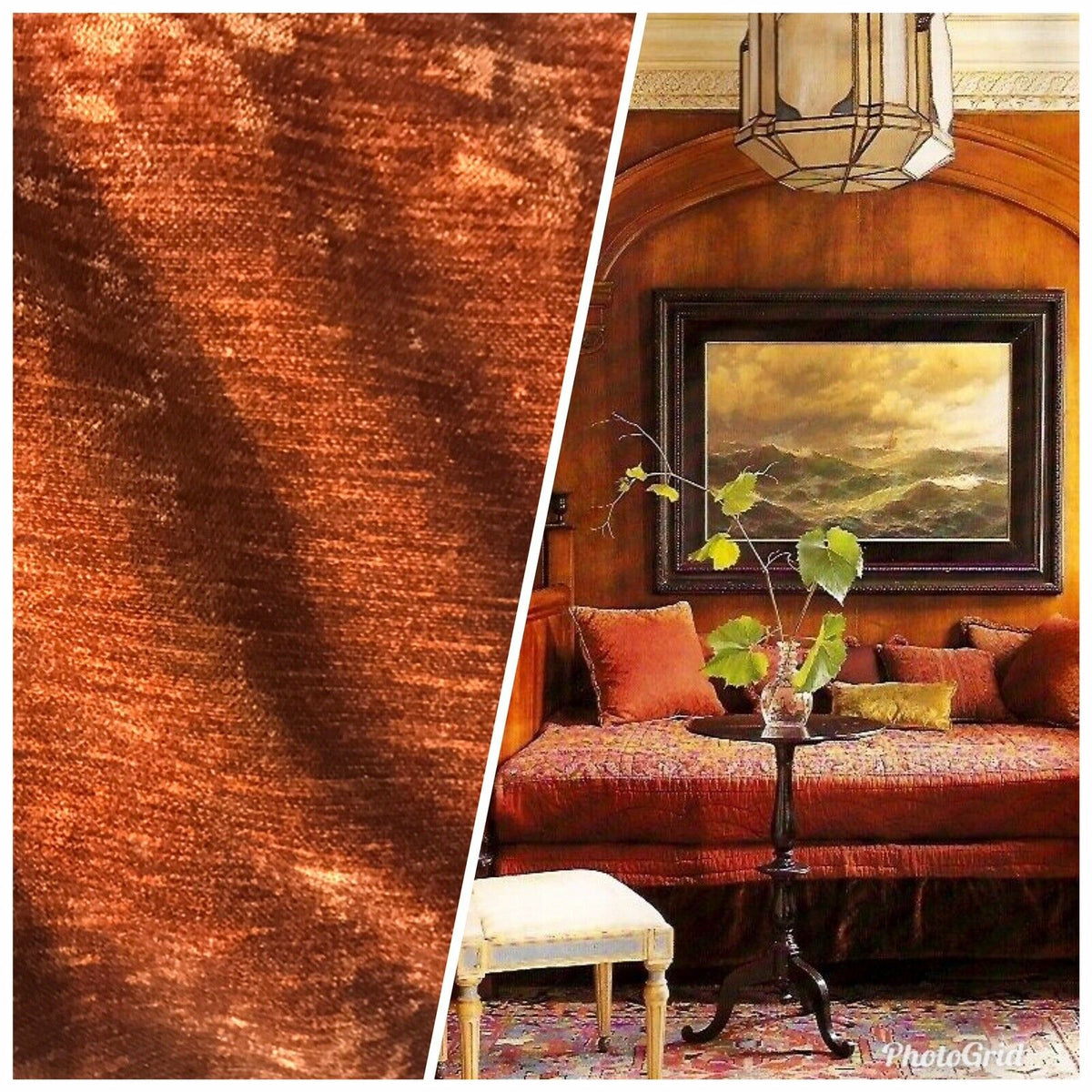 NEW! Designer Upholstery Velvet Chenille Fabric - Rust Burnt Orange Brown - BTY - Fancy Styles Fabric Pierre Frey Lee Jofa Brunschwig & Fils