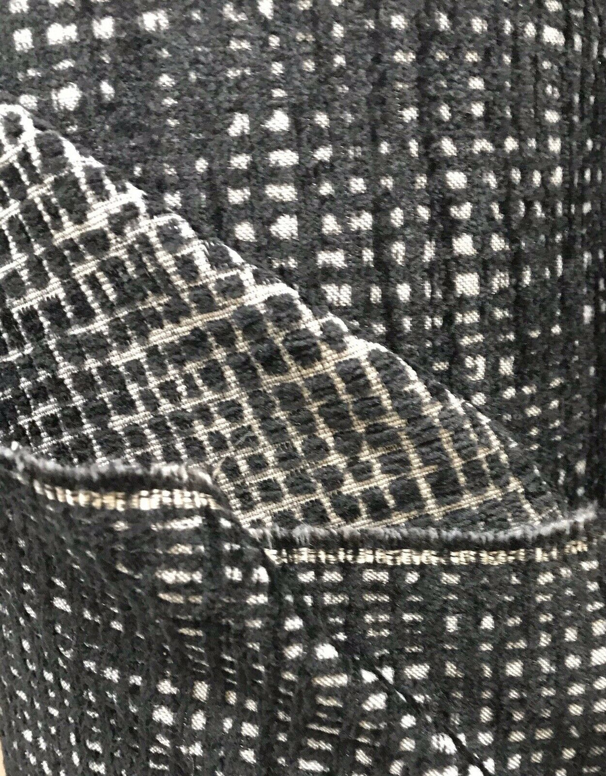 NEW Designer Upholstery Nubby Tweed Chenille Gingham Fabric- Black White - Fancy Styles Fabric Pierre Frey Lee Jofa Brunschwig & Fils