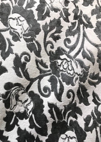 NEW! Burnout Velvet Upholstery Fabric Floral Charcoal (almost Black) & White - Fancy Styles Fabric Boutique