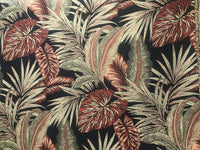 BACK IN STOCK!  Designer Brocade Upholstery Fabric- Palm Leaves Floral Black - Fancy Styles Fabric Pierre Frey Lee Jofa Brunschwig & Fils