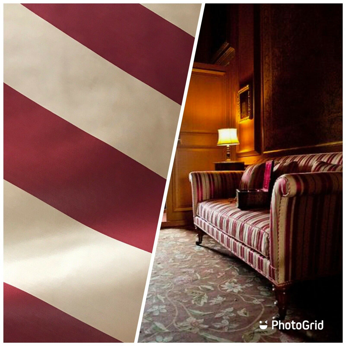 NEW Designer Stripe Upholstery & Drapery Satin Fabric - Wine Red - Fancy Styles Fabric Pierre Frey Lee Jofa Brunschwig & Fils