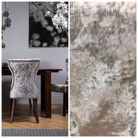 SWATCH- Designer Italian Crushed Velvet Chenille Upholstery Fabric - Silver Gray - Fancy Styles Fabric Boutique