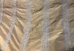 NEW SALE! Designer 100% Silk Taffeta Embroidery Stripe Fabric - Antique Peach - Fancy Styles Fabric Boutique