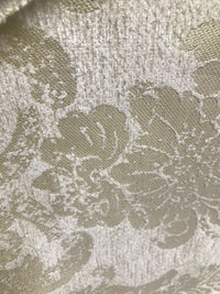 Lord Augustin Designer Velvet Chenille Burnout Damask Upholstery Fabric - Cream & Gold - Fancy Styles Fabric Pierre Frey Lee Jofa Brunschwig & Fils