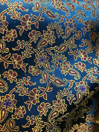 Countess Halle Designer 100% Silk Brocade Fabric- Midnight Blue Floral - Fancy Styles Fabric Pierre Frey Lee Jofa Brunschwig & Fils