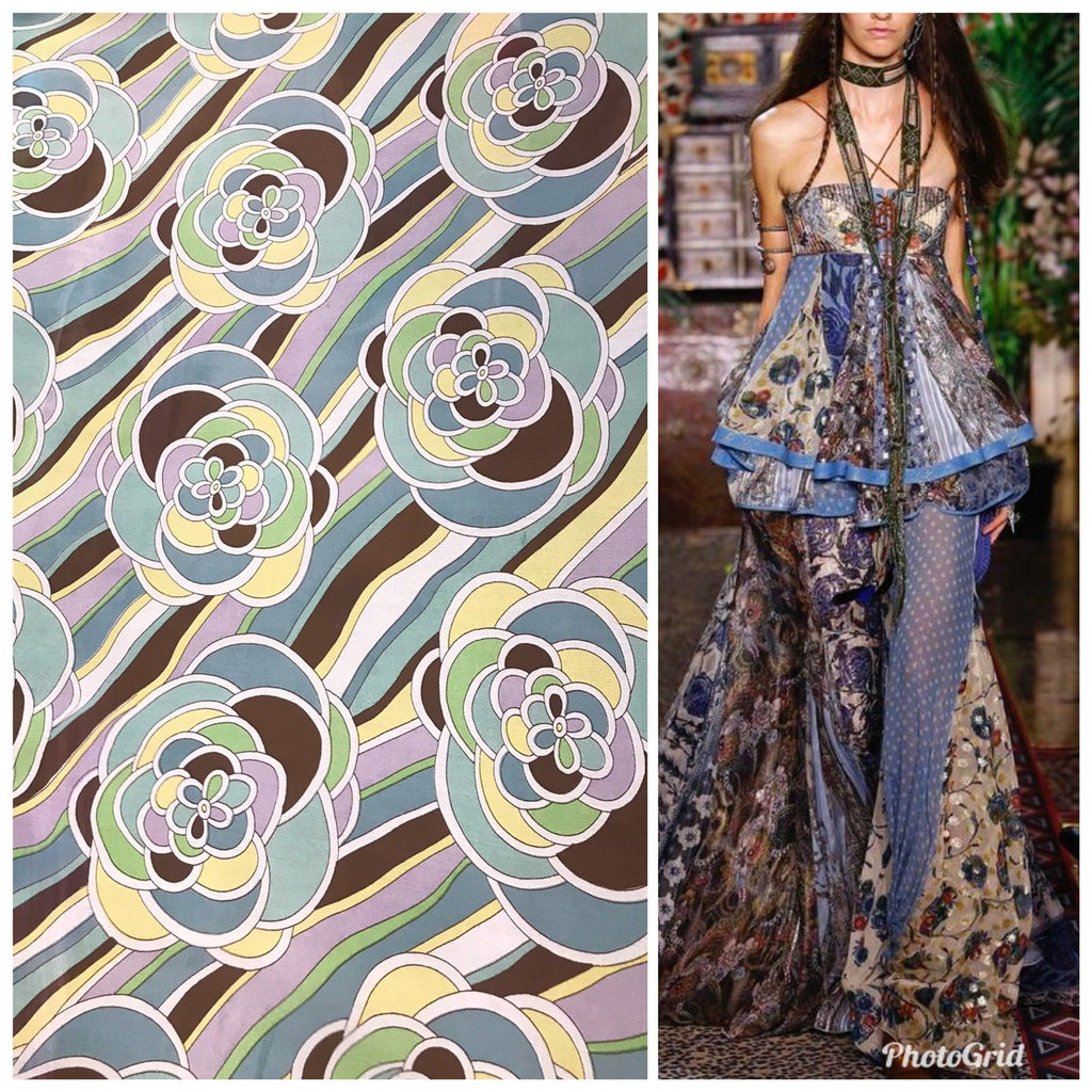 NEW! Designer 100% Silk Crinkle Chiffon Pucci Inspired Fabric By The Yard - Fancy Styles Fabric Pierre Frey Lee Jofa Brunschwig & Fils