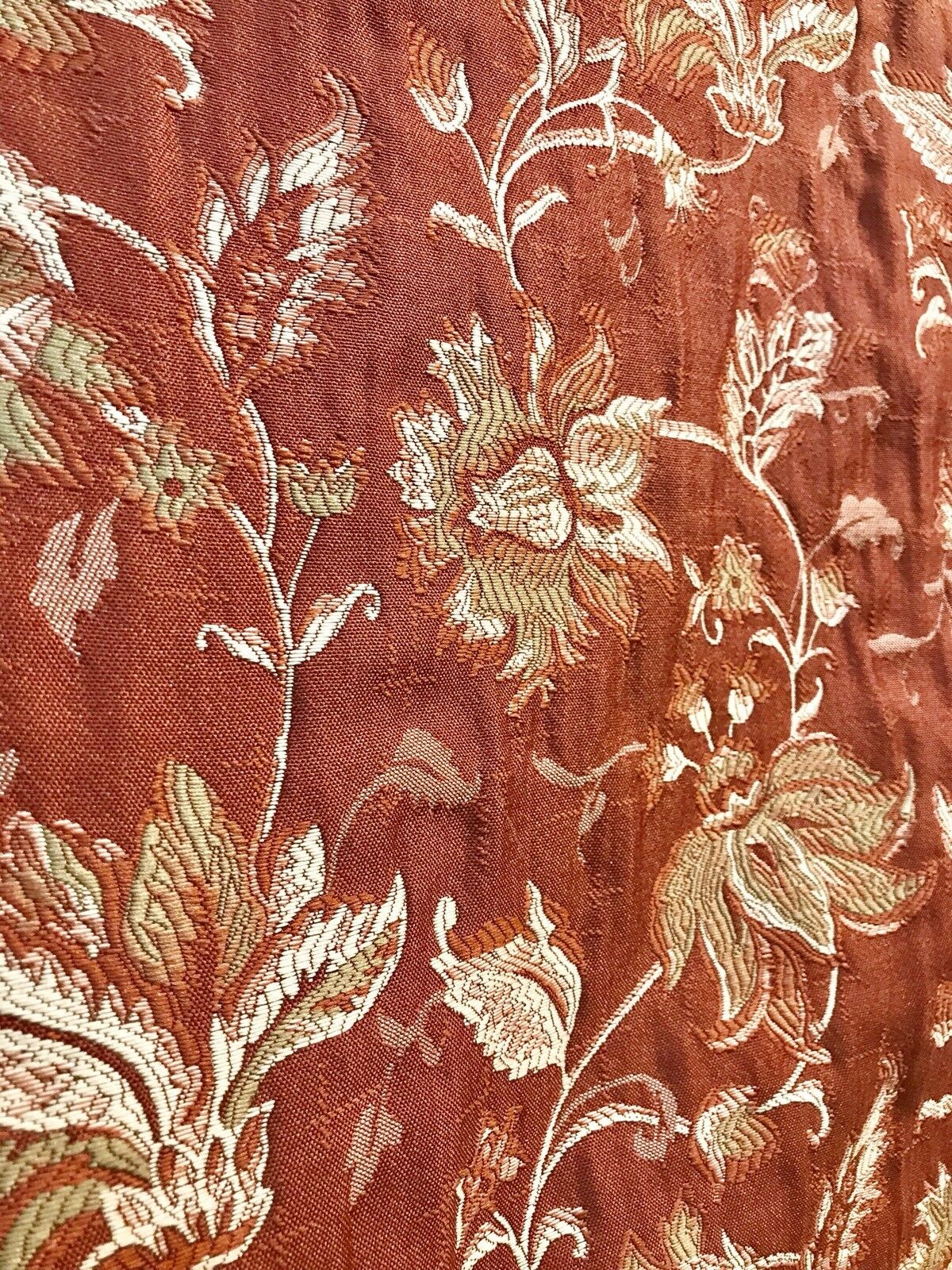NEW! Designer Quilted Brocade Floral Upholstery Fabric- Rust Brick Red - Fancy Styles Fabric Pierre Frey Lee Jofa Brunschwig & Fils