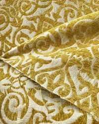 NEW! King Retro Swirl Pattern Chenille Fabric Upholstery Mustard Yellow - Fancy Styles Fabric Pierre Frey Lee Jofa Brunschwig & Fils