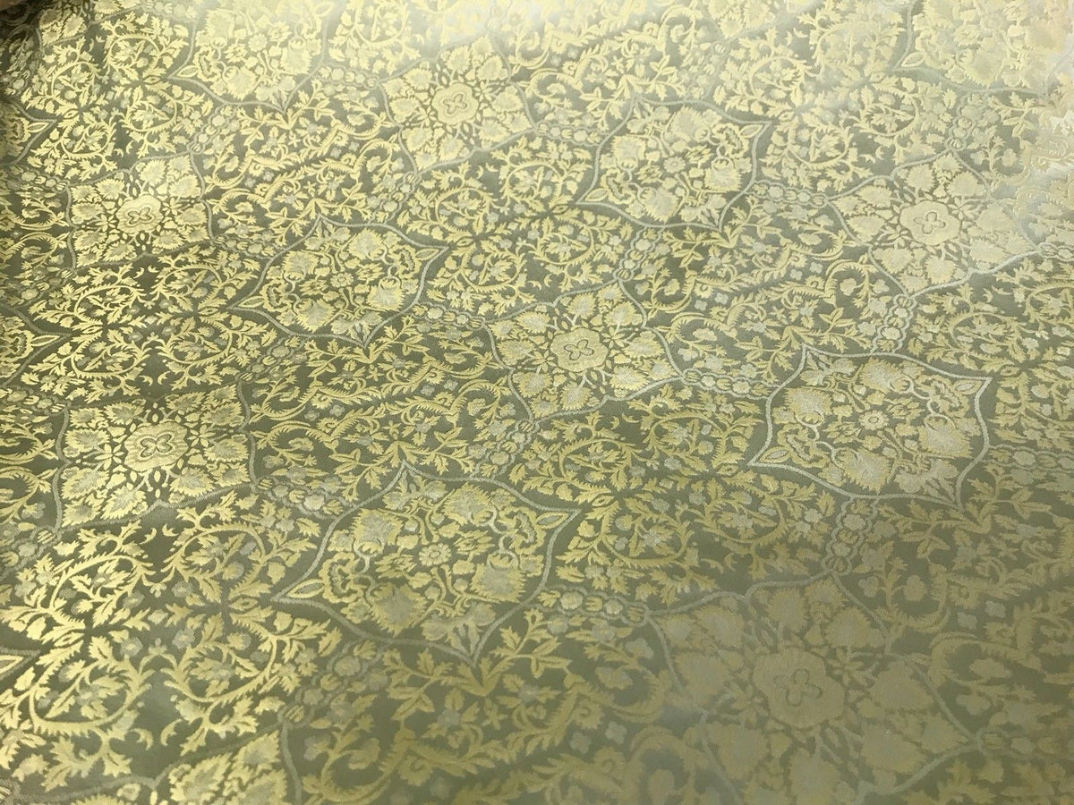 NEW! SALE! 100% Silk Taffeta Interior Design Fabric Damask Brocade French Yellow - Fancy Styles Fabric Boutique
