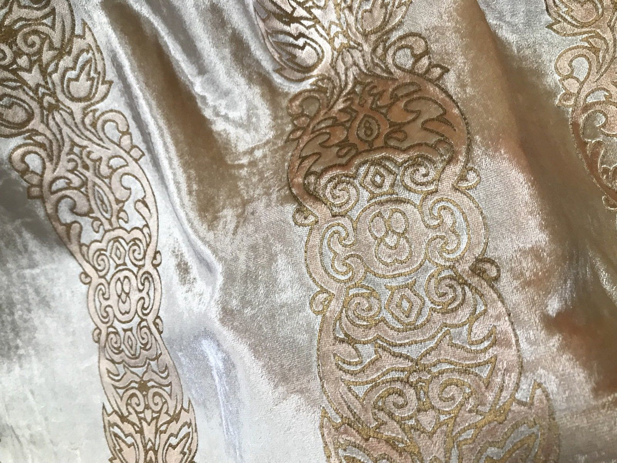 Designer Rayon Embroidered Velvet Fabric By the yard- Pale Pink - Fancy Styles Fabric Pierre Frey Lee Jofa Brunschwig & Fils