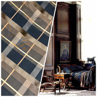 NEW Duchess Marilyn Designer 100% Silk Taffeta Plaid Tartan Fabric- Black Gold Brown BTY - Fancy Styles Fabric Pierre Frey Lee Jofa Brunschwig & Fils