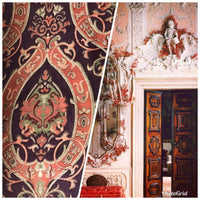 NEW Lady Kate Designer Velvet Chenille Burnout Upholstery Fabric - Plum & Coral- Heavy - Fancy Styles Fabric Pierre Frey Lee Jofa Brunschwig & Fils