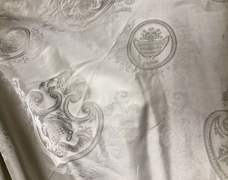 NEW! 100% Silk Jacquard Neoclassical Fabric - Tone On Tone Light Gray- Damask - Fancy Styles Fabric Pierre Frey Lee Jofa Brunschwig & Fils