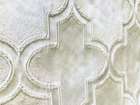 NEW! Designer Brocade Satin Fabric Interior Design- White Cross- Upholstery - Fancy Styles Fabric Boutique