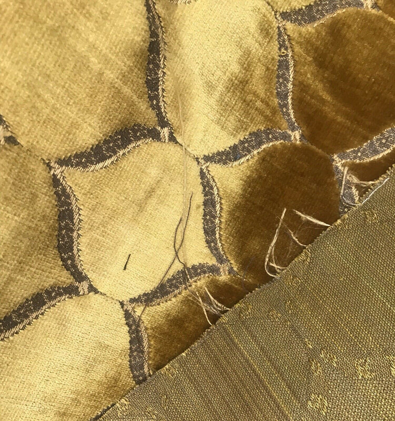King Mark Novelty Designer Italian Burnout Geometric Velvet Fabric - Upholstery- BTY Gold - Fancy Styles Fabric Pierre Frey Lee Jofa Brunschwig & Fils