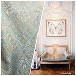 NEW! Princess Penelope Designer Brocade Satin Fabric - Blue Neoclassical Floral Upholstery Damask - Fancy Styles Fabric Pierre Frey Lee Jofa Brunschwig & Fils