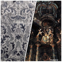 SALE! Antique Inspired Burnout Velvet Damask Fabric - Upholstery Gray Brocade - Fancy Styles Fabric Boutique