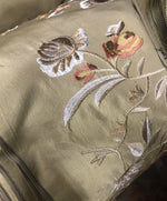 NEW! Lady Augusta 100% Silk Dupioni Drapery Beige Taupe Embroidered Floral Fabric By The Yard - Fancy Styles Fabric Pierre Frey Lee Jofa Brunschwig & Fils