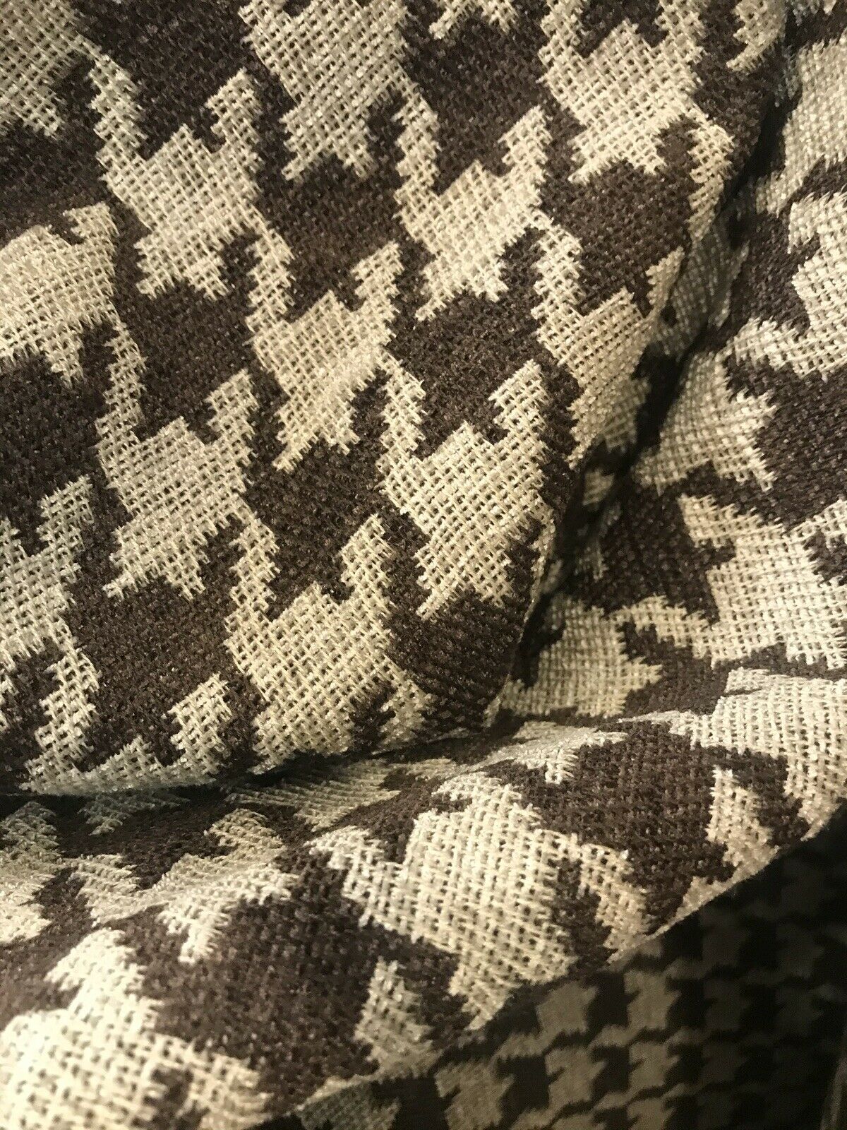 NEW Designer Upholstery Oversized Houndstooth Pattern Fabric - Brown & Natural - Fancy Styles Fabric Pierre Frey Lee Jofa Brunschwig & Fils