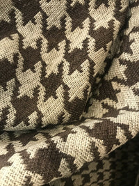 NEW Designer Upholstery Oversized Houndstooth Pattern Fabric - Brown & Natural - Fancy Styles Fabric Pierre Frey Lee Jofa Brunschwig & Fils