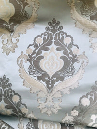 NEW! SALE! Duke Noah Designer Brocade Satin Fabric- Blue- Upholstery Damask Drapery - Fancy Styles Fabric Pierre Frey Lee Jofa Brunschwig & Fils