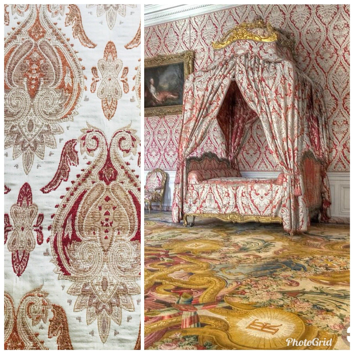 SWATCH Designer Brocade Damask Fabric - Antique Floral - Upholstery - Fancy Styles Fabric Pierre Frey Lee Jofa Brunschwig & Fils