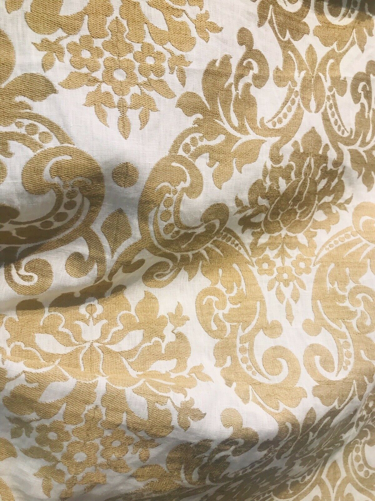 NEW Duchess Dolly Novelty Belgium Designer Imported 100% Linen Damask Fabric Gold - Fancy Styles Fabric Pierre Frey Lee Jofa Brunschwig & Fils