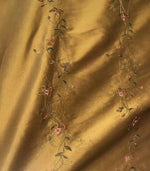NEW! Duchess Rowena 100% Silk Dupioni Embroidery Floral Fabric- Copper Gold - Fancy Styles Fabric Pierre Frey Lee Jofa Brunschwig & Fils