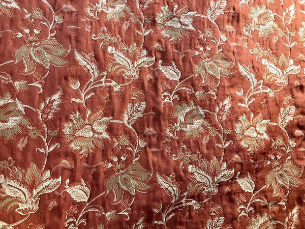 NEW! Designer Quilted Brocade Floral Upholstery Fabric- Rust Brick Red - Fancy Styles Fabric Pierre Frey Lee Jofa Brunschwig & Fils