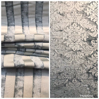 NEW Lady Zooey Striped Double Sided Burnout Chenille Velvet Fabric- Gray Upholstery - Fancy Styles Fabric Pierre Frey Lee Jofa Brunschwig & Fils