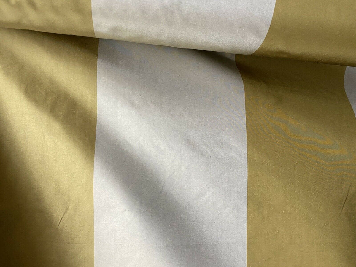 NEW 100% Silk Taffeta Gold & Cream Striped Fabric - Fancy Styles Fabric Pierre Frey Lee Jofa Brunschwig & Fils