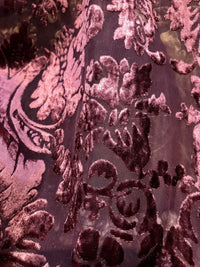 SALE! Designer Rayon Burnout Velvet Fabric - Antique Wine- By The Yard - Fancy Styles Fabric Boutique