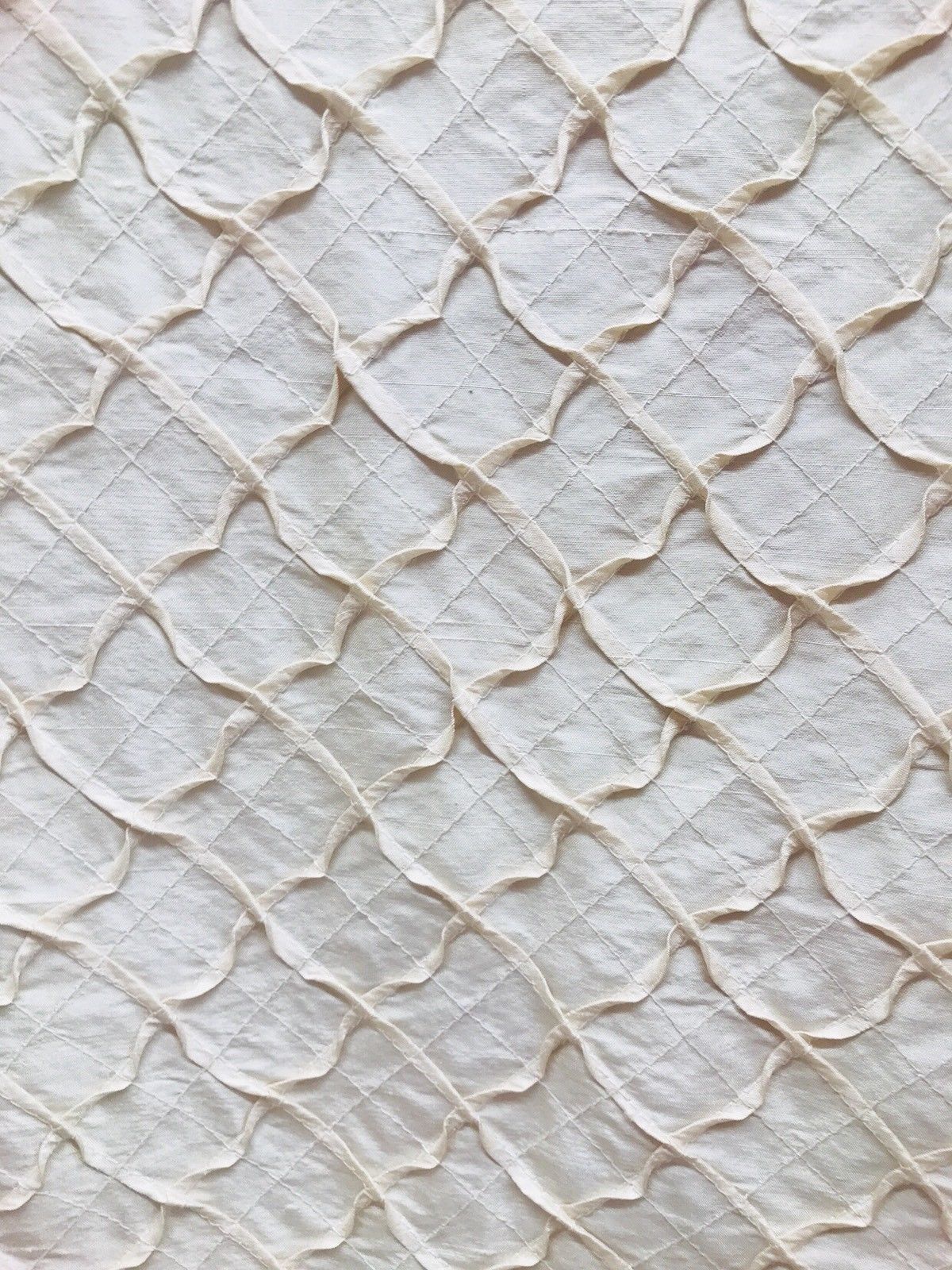 Designer 100% Silk Taffeta Quilted Drapery Fabric- Ivory- Sold By The Yard - Fancy Styles Fabric Pierre Frey Lee Jofa