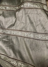 SALE! 100% Silk Taffeta Drapery Embroidery Fabric - Khaki Green Striped - Fancy Styles Fabric Boutique