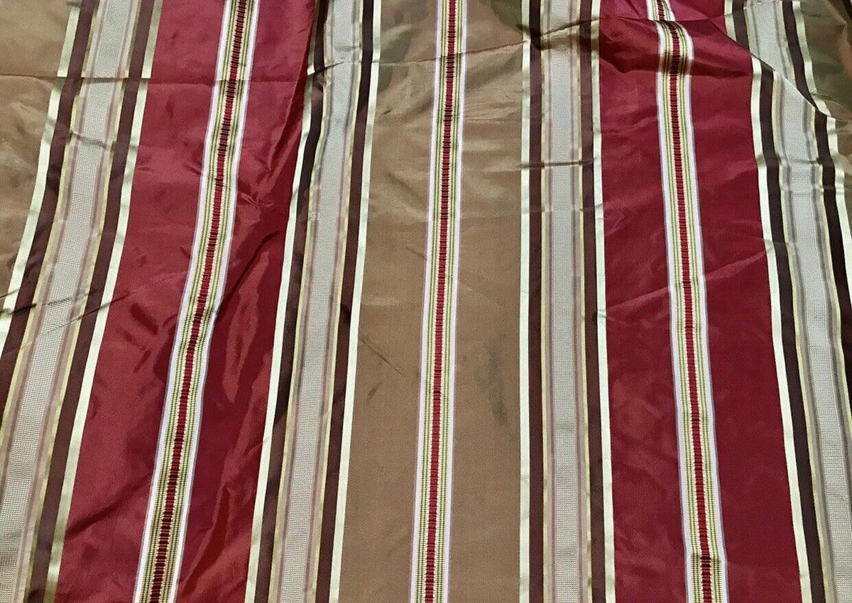 NEW! Lady Meryl Designer 100% Silk Taffeta Fabric -Red & Gold Ribbon Satin Stripes - Fancy Styles Fabric Pierre Frey Lee Jofa Brunschwig & Fils