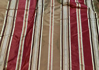 NEW! Lady Meryl Designer 100% Silk Taffeta Fabric -Red & Gold Ribbon Satin Stripes - Fancy Styles Fabric Pierre Frey Lee Jofa Brunschwig & Fils