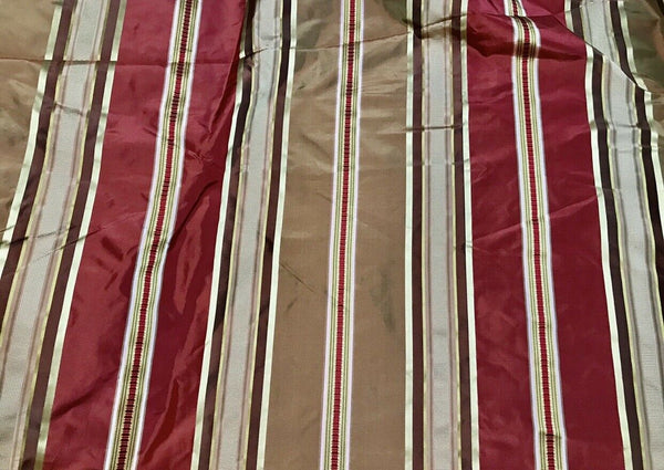 NEW! Lady Meryl Designer 100% Silk Taffeta Fabric -Red & Gold Ribbon Satin Stripes - Fancy Styles Fabric Pierre Frey Lee Jofa Brunschwig & Fils