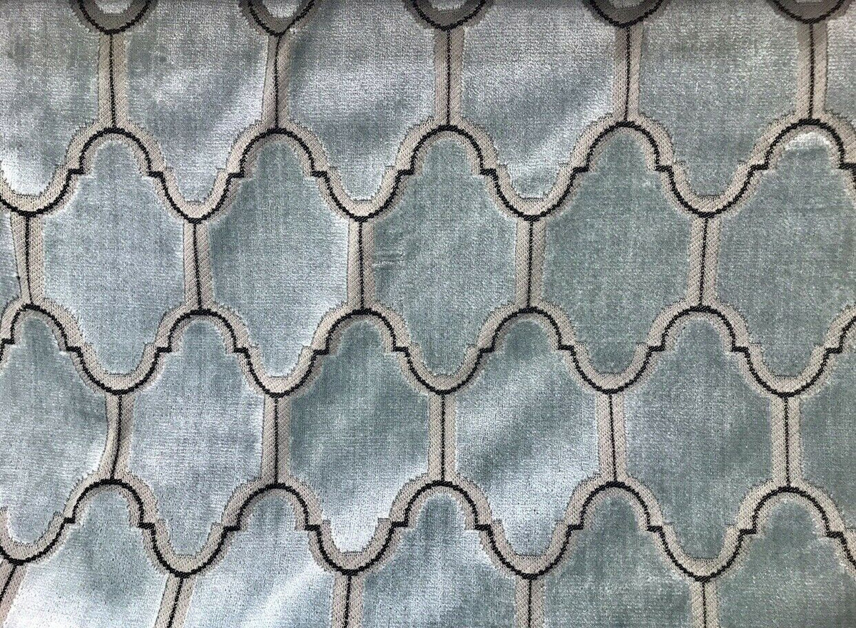 NEW! Novelty Italian Burnout Geometric Velvet Fabric - Upholstery- French Light Blue - Fancy Styles Fabric Pierre Frey Lee Jofa Brunschwig & Fils