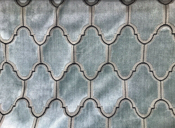 NEW! Novelty Italian Burnout Geometric Velvet Fabric - Upholstery- French Light Blue - Fancy Styles Fabric Pierre Frey Lee Jofa Brunschwig & Fils