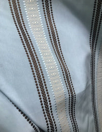 Sir Bradley Designer Brocade Satin Fabric- Pale Blue, Brown, Gold Stripes Neoclassical G1 - Fancy Styles Fabric Pierre Frey Lee Jofa Brunschwig & Fils