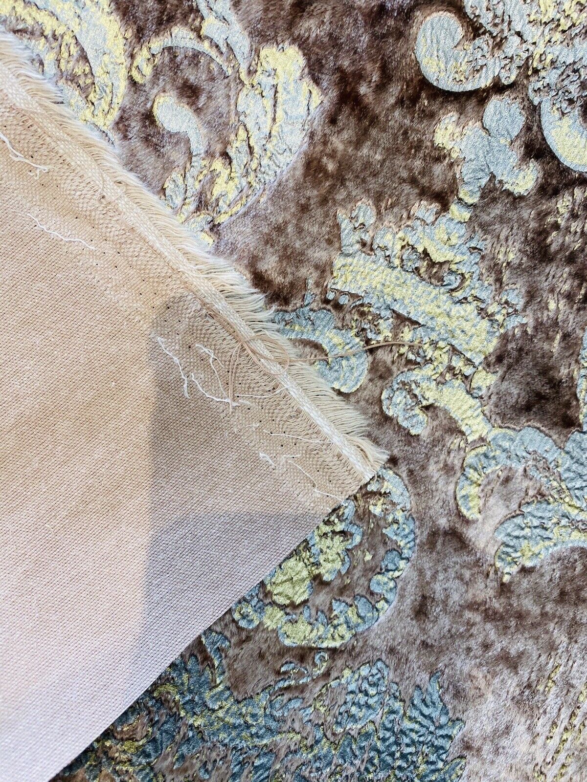 NEW! Queen Renee Antique Inspired Burnout “Furry” Velvet Damask Fabric - Mauve - Fancy Styles Fabric Pierre Frey Lee Jofa Brunschwig & Fils