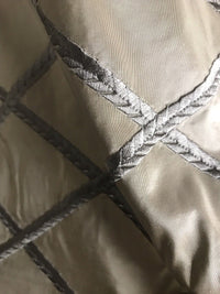 NEW! SALE! 100% Silk Taffeta Embroidered Rope Motif Fabric - Beige & Gray - Fancy Styles Fabric Pierre Frey Lee Jofa Brunschwig & Fils
