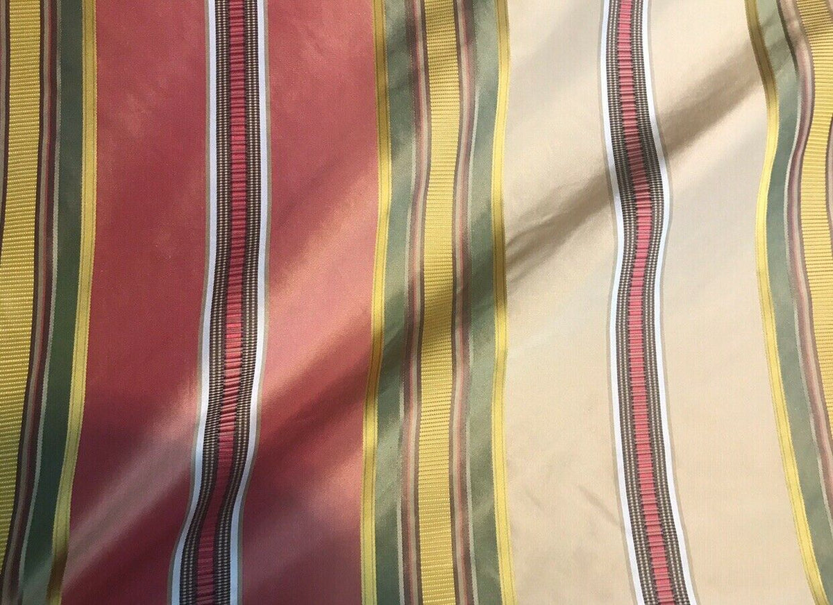 NEW Lady Antonia Designer 100% Silk Taffeta Dupioni Ribbon Stripes Fabric - Multicolor - Fancy Styles Fabric Pierre Frey Lee Jofa Brunschwig & Fils