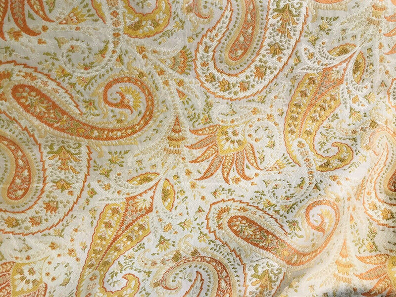 NEW Countess Asteria Designer Brocade Paisley Heavy Weight Upholstery Fabric- Orange - Fancy Styles Fabric Pierre Frey Lee Jofa Brunschwig & Fils